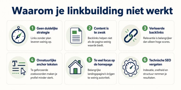 Infographic: waarom je linkbuilding niet werkt - veelgemaakte fouten en oplossingen voor beter SEO resultaat