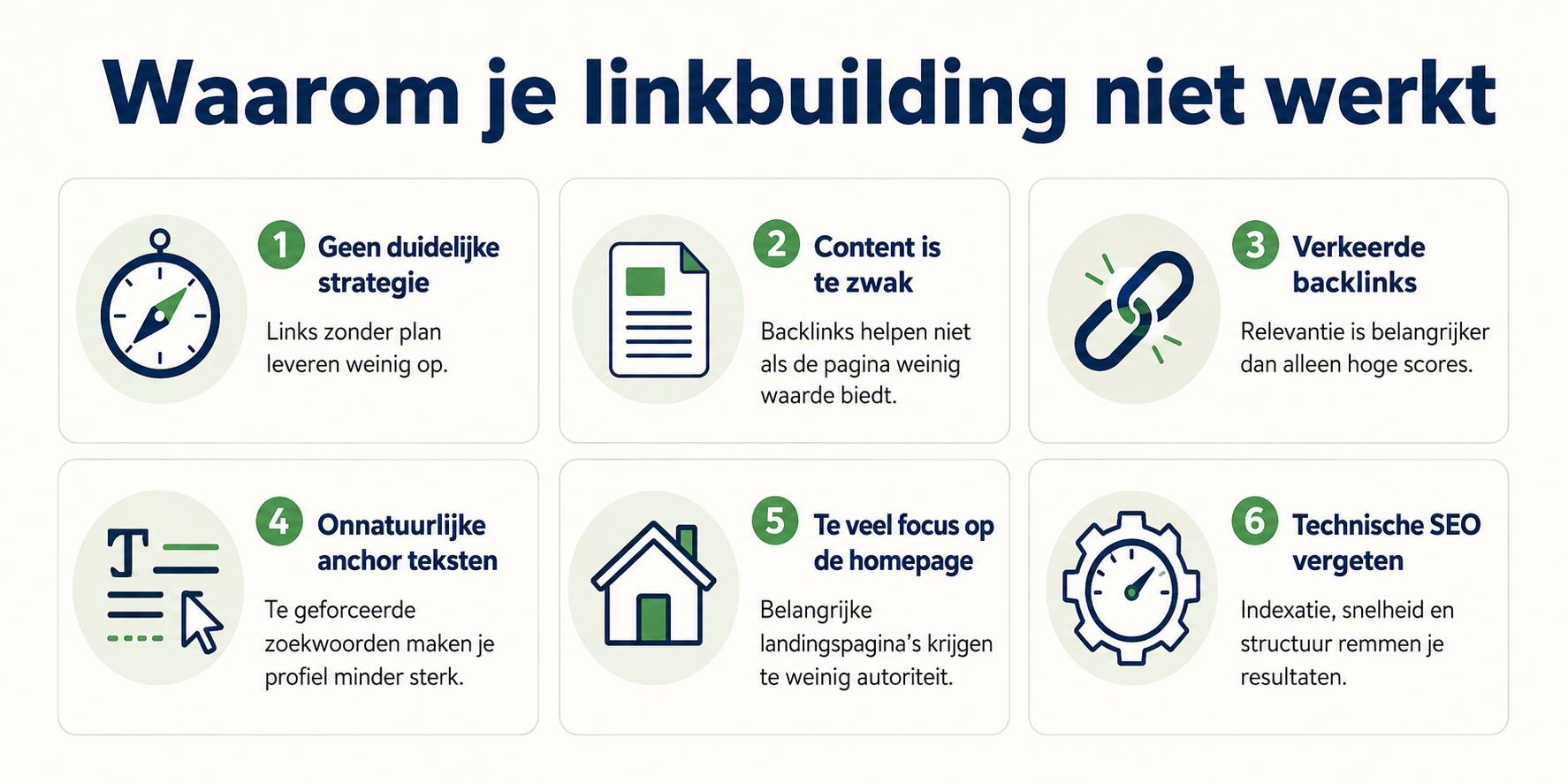 Infographic: waarom je linkbuilding niet werkt - veelgemaakte fouten en oplossingen voor beter SEO resultaat